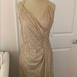 gold glitter maxi dress